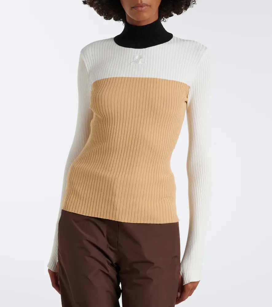 Courrèges Courrèges Colorblocked ribbed-knit ski top | Thumbnail 3 Courrèges Courrèges Colorblocked ribbed-knit ski top | Thumbnail 3