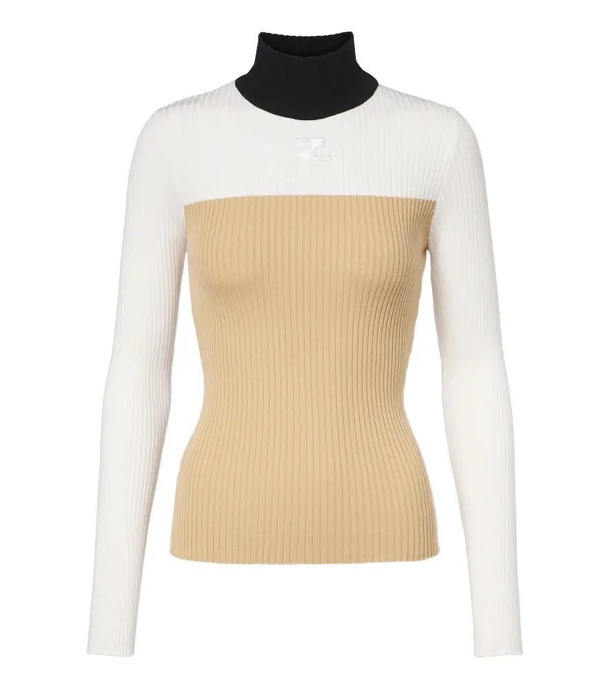 Courrèges Courrèges Colorblocked ribbed-knit ski top