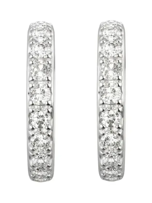 Wish Fine Jewelry 0.180ct Diamond Platinum Hoop Earrings