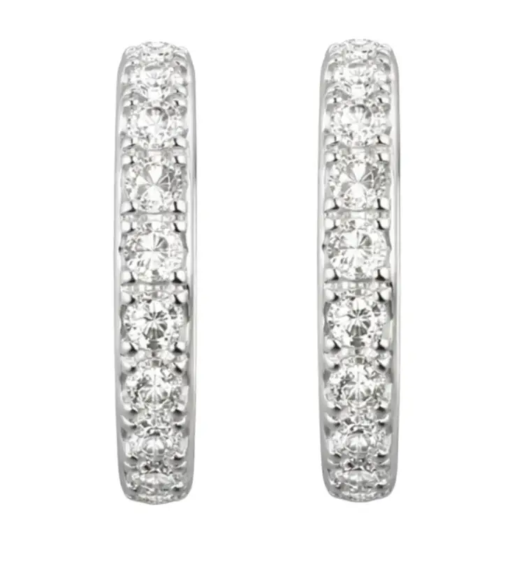 Wish Fine Jewelry 0.180ct Diamond Platinum Hoop Earrings