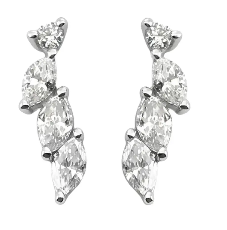 Wish Fine Jewelry 0.340ct Diamond Platinum Climber Earrings