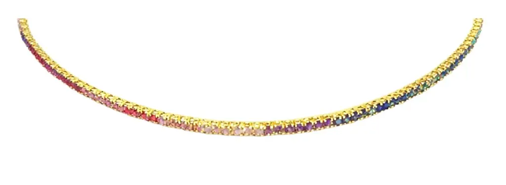 2.43ct Multi Gemstone 18K Gold Tennis Necklace 2.43ct Multi Gemstone 18K Gold Tennis Necklace