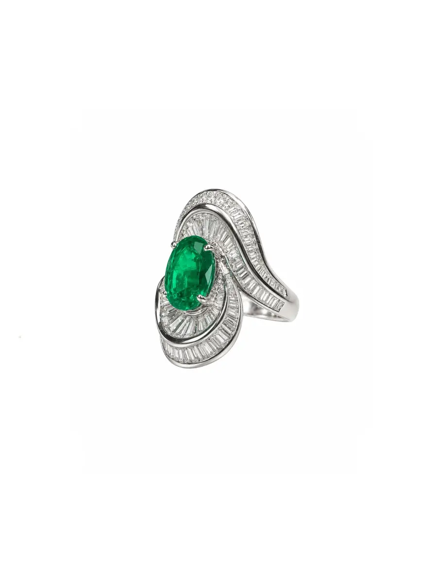 Wish Fine Jewelry 5.26ct Diamond Emerald 18K Gold Cocktail Ring | Thumbnail 2 Wish Fine Jewelry 5.26ct Diamond Emerald 18K Gold Cocktail Ring | Thumbnail 2