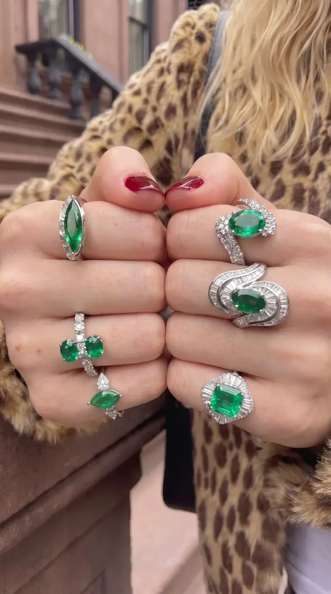 Wish Fine Jewelry 5.26ct Diamond Emerald 18K Gold Cocktail Ring | Thumbnail 3 Wish Fine Jewelry 5.26ct Diamond Emerald 18K Gold Cocktail Ring | Thumbnail 3