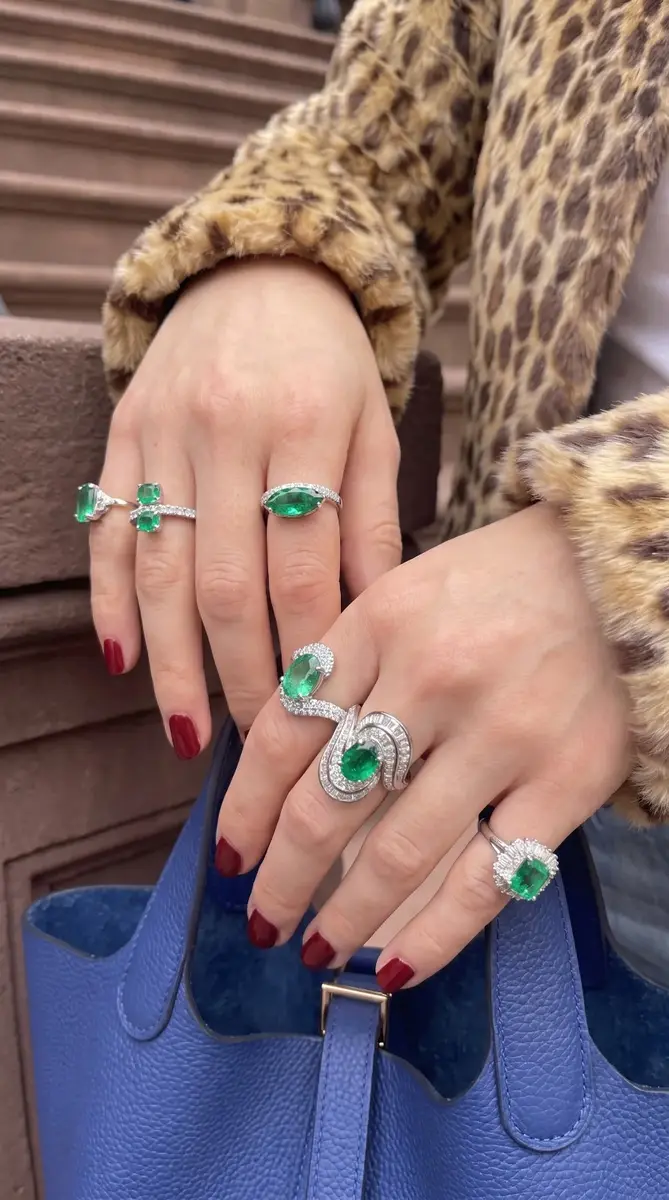 Wish Fine Jewelry 5.26ct Diamond Emerald 18K Gold Cocktail Ring | Thumbnail 5 Wish Fine Jewelry 5.26ct Diamond Emerald 18K Gold Cocktail Ring | Thumbnail 5