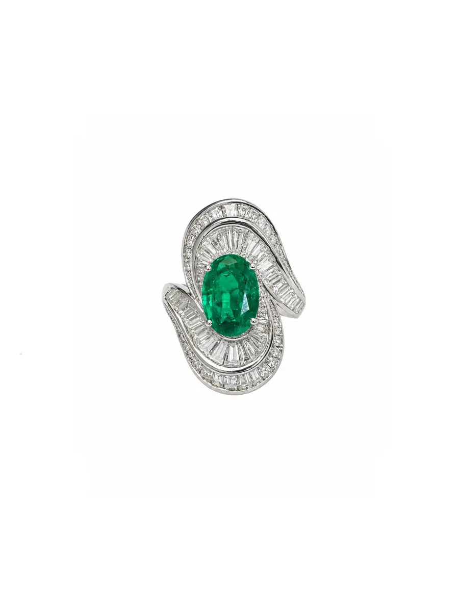 5.26ct Diamond Emerald 18K Gold Cocktail Ring 5.26ct Diamond Emerald 18K Gold Cocktail Ring