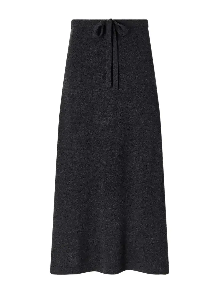Allude Drawstring Wool And Cashmere-blend Knitted Midi Skirt