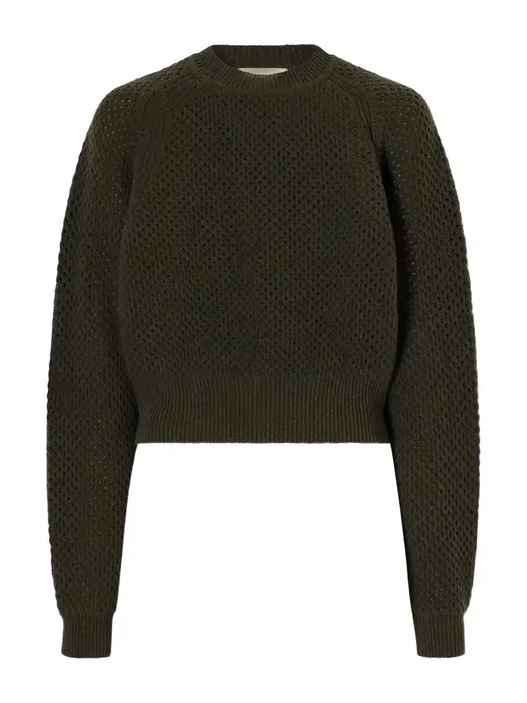 Ronan Cropped Open-knit Wool Sweater