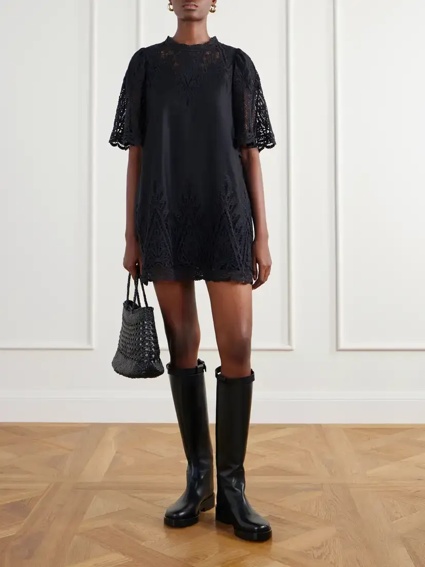 Sea Vali Guipure Lace-trimmed Cotton-twill Mini Dress | Thumbnail 2 Sea Vali Guipure Lace-trimmed Cotton-twill Mini Dress | Thumbnail 2