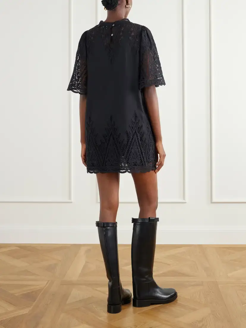 Sea Vali Guipure Lace-trimmed Cotton-twill Mini Dress | Thumbnail 3 Sea Vali Guipure Lace-trimmed Cotton-twill Mini Dress | Thumbnail 3