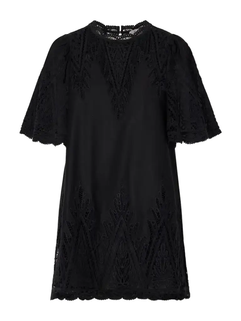 Vali Guipure Lace-trimmed Cotton-twill Mini Dress