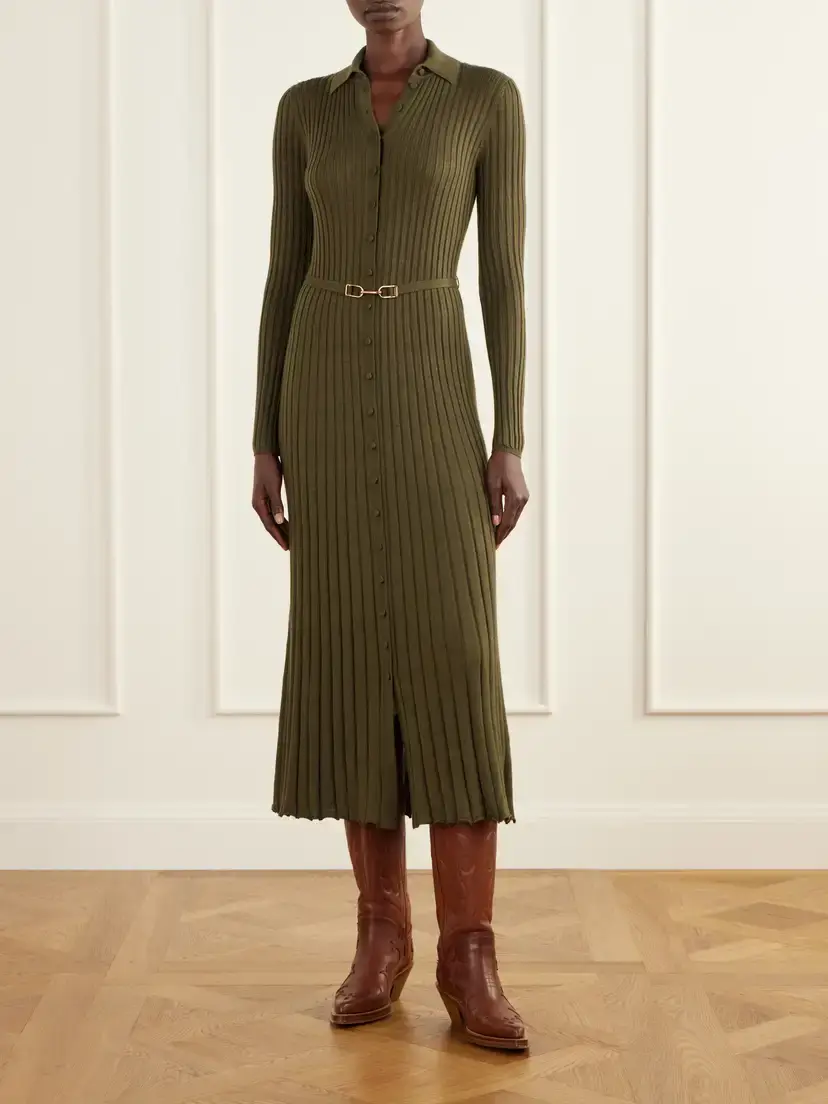 Gabriela Hearst Tenes Belted Ribbed Cashmere And Silk-blend Midi Dress | Thumbnail 2 Gabriela Hearst Tenes Belted Ribbed Cashmere And Silk-blend Midi Dress | Thumbnail 2