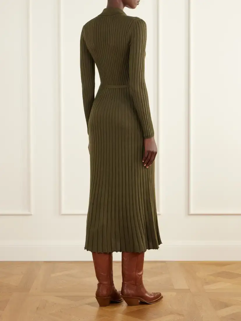 Gabriela Hearst Tenes Belted Ribbed Cashmere And Silk-blend Midi Dress | Thumbnail 3 Gabriela Hearst Tenes Belted Ribbed Cashmere And Silk-blend Midi Dress | Thumbnail 3