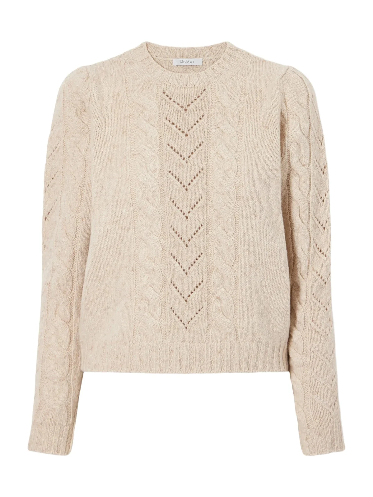 Max Mara Samba Cable-knit Wool And Cashmere-blend Sweater - Neutrals