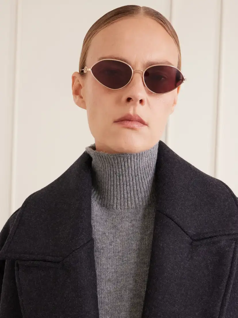 CELINE Eyewear Wire 01 Oval-frame Gold-tone Sunglasses | Thumbnail 2