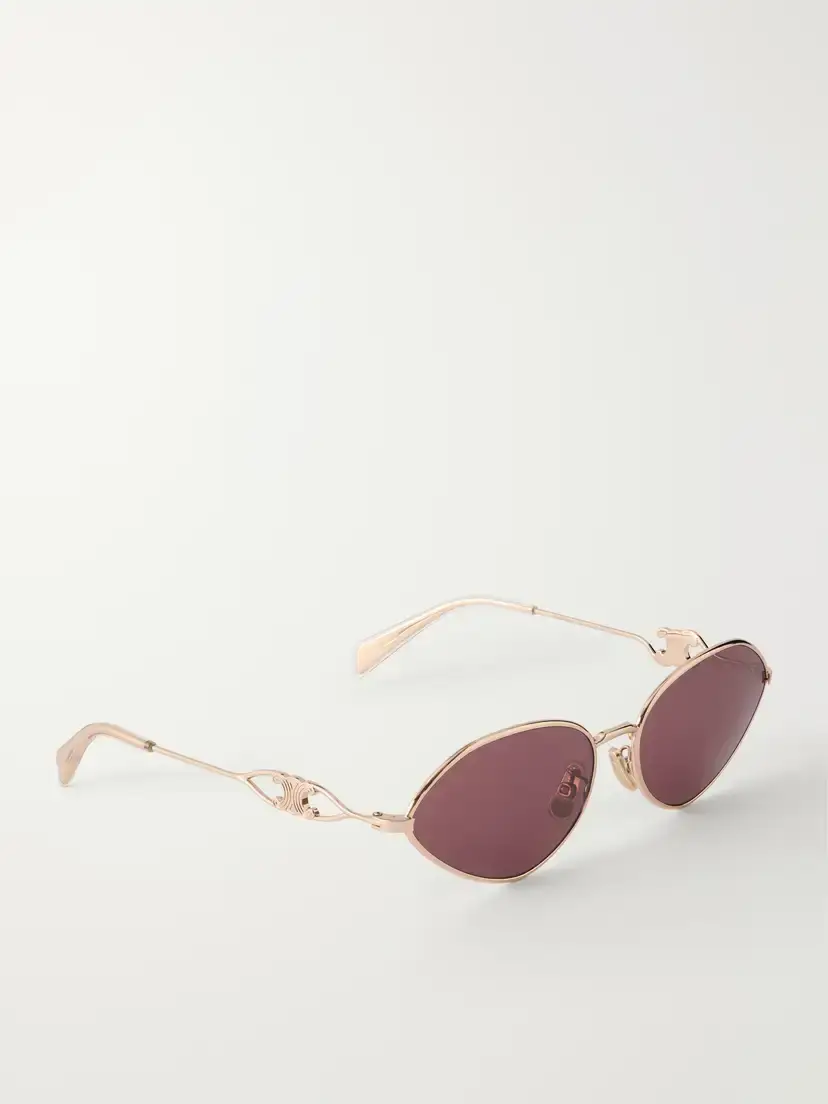CELINE Eyewear Wire 01 Oval-frame Gold-tone Sunglasses | Thumbnail 3
