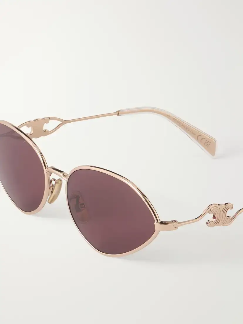 CELINE Eyewear Wire 01 Oval-frame Gold-tone Sunglasses | Thumbnail 4