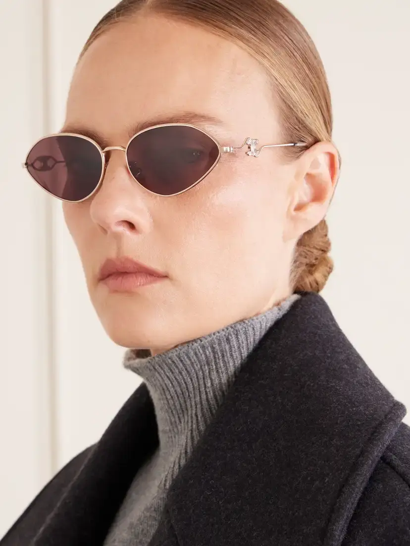 CELINE Eyewear Wire 01 Oval-frame Gold-tone Sunglasses | Thumbnail 5