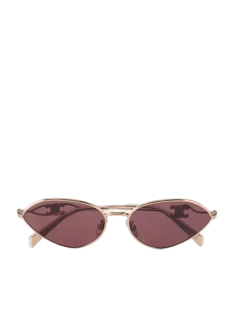 CELINE Eyewear Wire 01 Oval-frame Gold-tone Sunglasses
