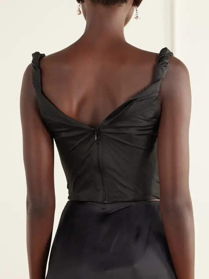 Staud Olivia Draped Silk-dupioni Top | Thumbnail 3 Staud Olivia Draped Silk-dupioni Top | Thumbnail 3