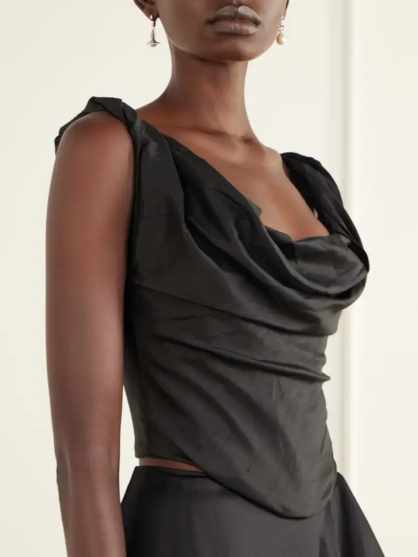 Staud Olivia Draped Silk-dupioni Top | Thumbnail 4 Staud Olivia Draped Silk-dupioni Top | Thumbnail 4