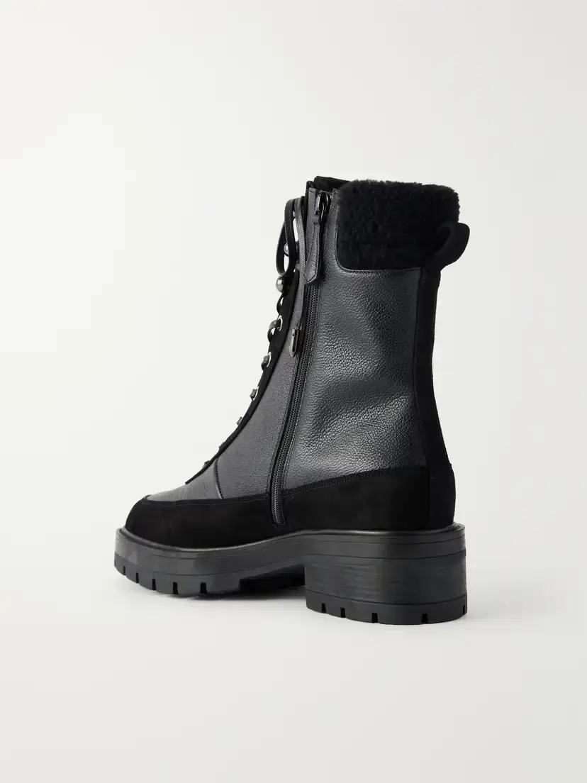 Aquazzura Very Cortina Shearling And Suede-trimmed Leather Ankle Boots | Thumbnail 3 Aquazzura Very Cortina Shearling And Suede-trimmed Leather Ankle Boots | Thumbnail 3