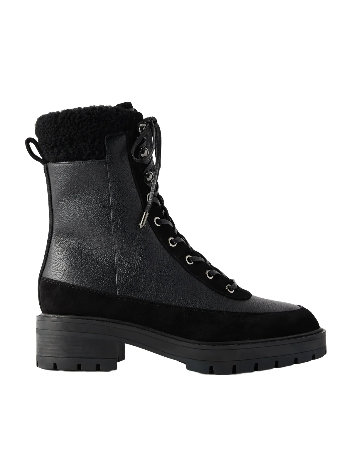 Aquazzura Very Cortina Shearling And Suede-trimmed Leather Ankle Boots