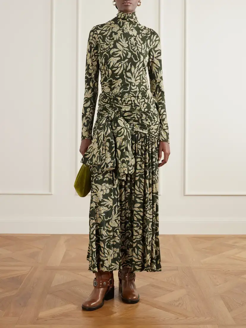 Ulla Johnson Katy Knotted Floral-print Jersey Turtleneck Maxi Dress | Thumbnail 2