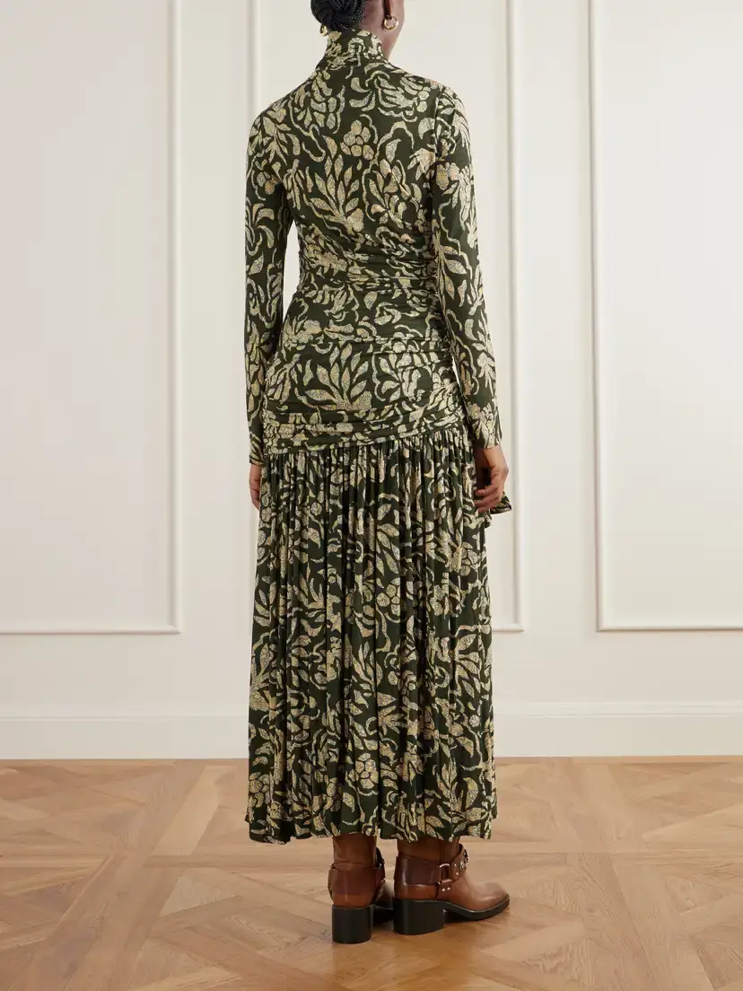 Ulla Johnson Katy Knotted Floral-print Jersey Turtleneck Maxi Dress | Thumbnail 3