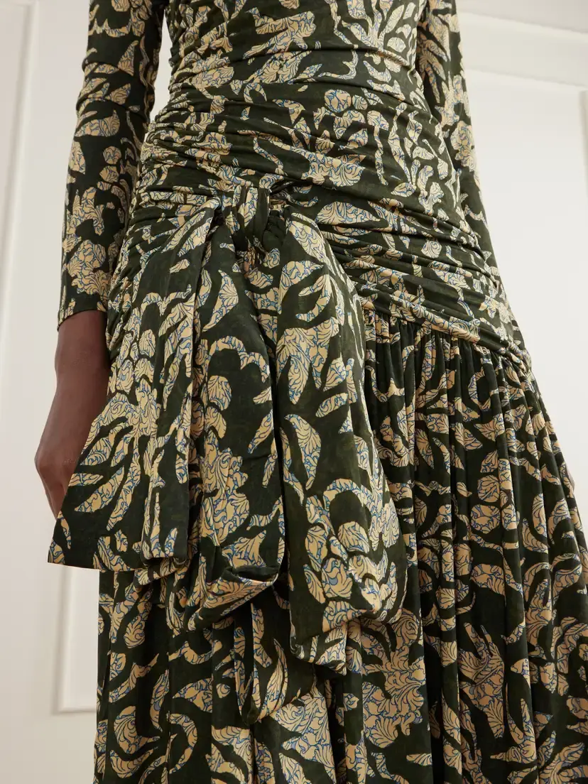 Ulla Johnson Katy Knotted Floral-print Jersey Turtleneck Maxi Dress | Thumbnail 4