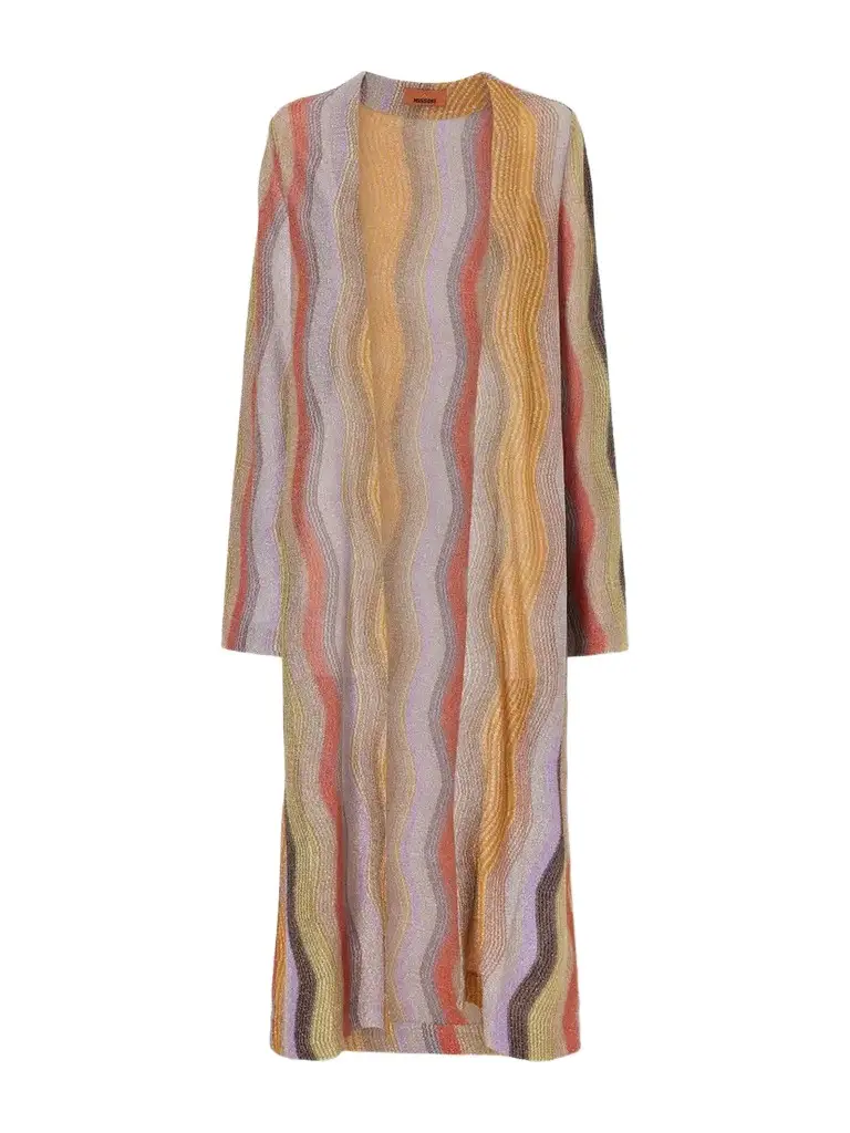 Striped Metallic Crochet-knit Cardigan Striped Metallic Crochet-knit Cardigan
