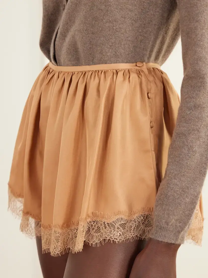 Ulla Johnson Georgina Chantilly Lace-trimmed Silk-twill Shorts | Thumbnail 5 Ulla Johnson Georgina Chantilly Lace-trimmed Silk-twill Shorts | Thumbnail 5