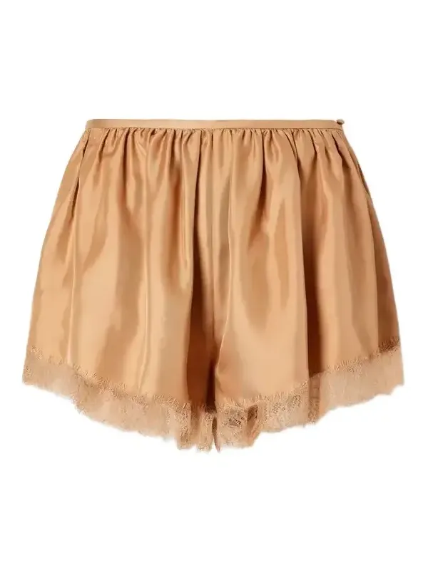 Ulla Johnson Georgina Chantilly Lace-trimmed Silk-twill Shorts