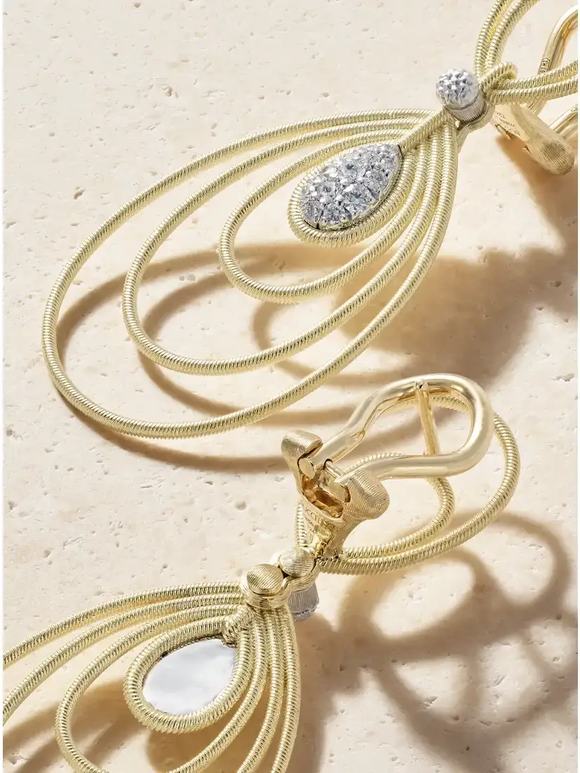 Buccellati Hawaii 18-karat Yellow And White Gold Diamond Earrings | Thumbnail 3