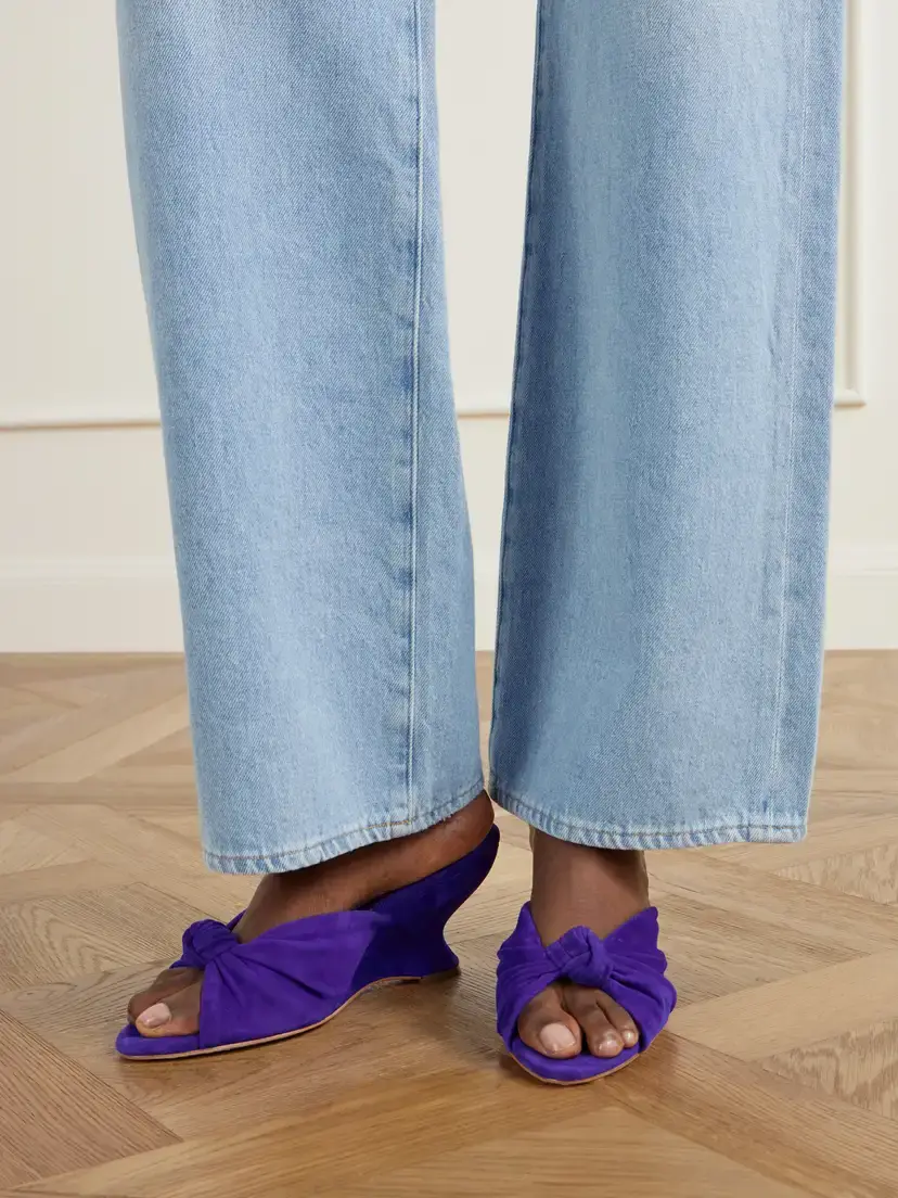 Loeffler Randall Marsy 75 Gathered Knotted Suede Wedge Sandals | Thumbnail 2 Loeffler Randall Marsy 75 Gathered Knotted Suede Wedge Sandals | Thumbnail 2