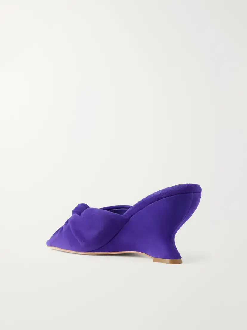 Loeffler Randall Marsy 75 Gathered Knotted Suede Wedge Sandals | Thumbnail 3 Loeffler Randall Marsy 75 Gathered Knotted Suede Wedge Sandals | Thumbnail 3
