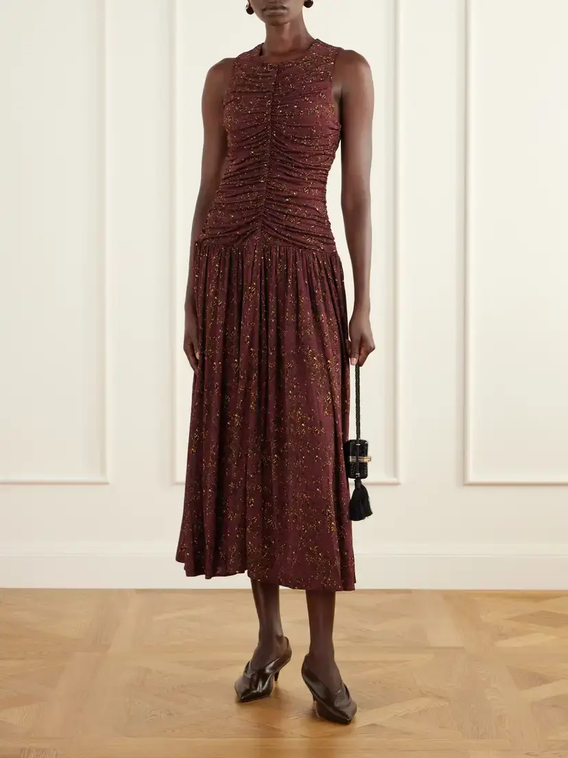 Ulla Johnson Elora Ruched Floral-print Jersey Midi Dress | Thumbnail 2 Ulla Johnson Elora Ruched Floral-print Jersey Midi Dress | Thumbnail 2