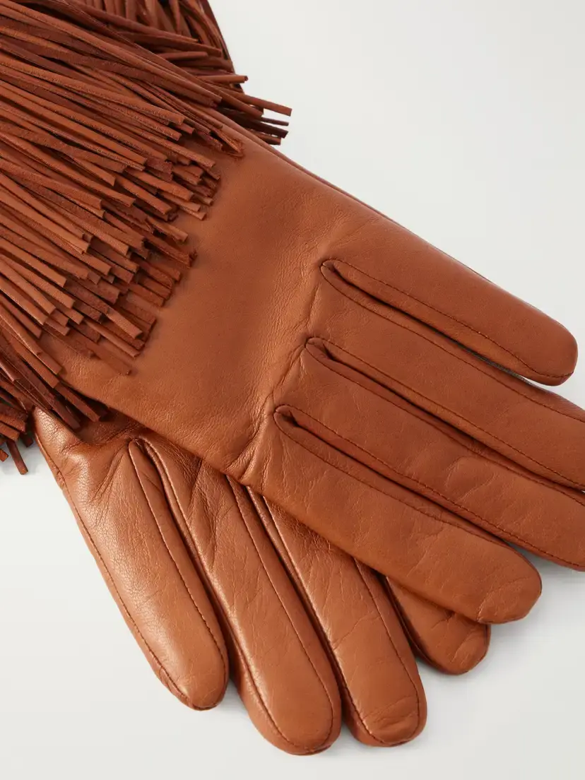 Agnelle Lena Fringe-trimmed Leather Gloves | Thumbnail 2