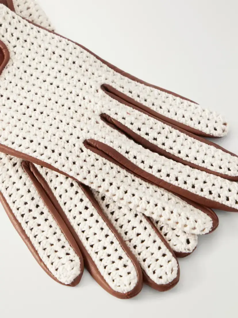 Agnelle Karine Crochet-detailed Leather Gloves | Thumbnail 2 Agnelle Karine Crochet-detailed Leather Gloves | Thumbnail 2