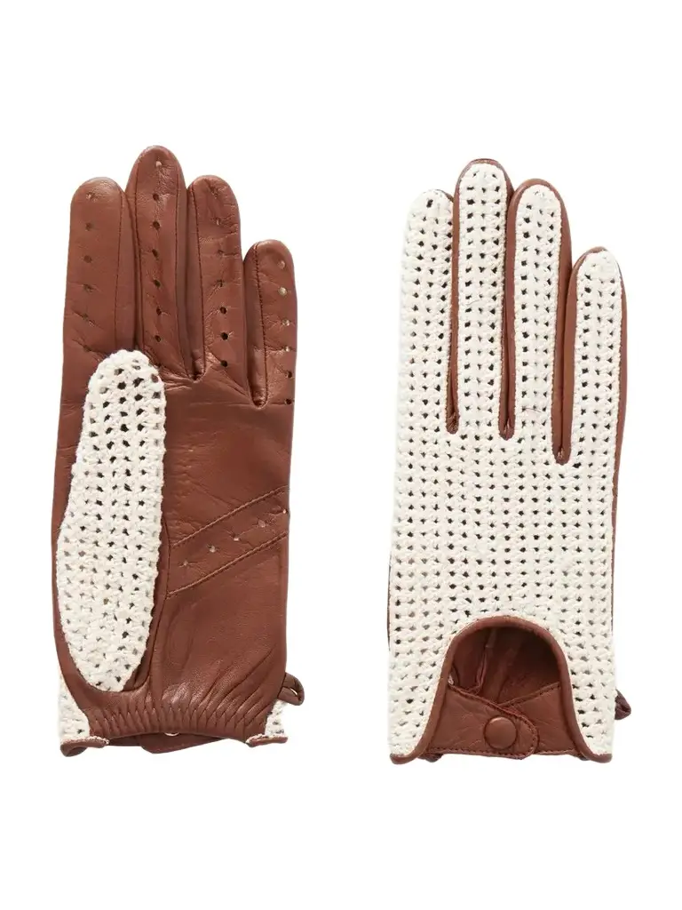 Karine Crochet-detailed Leather Gloves Karine Crochet-detailed Leather Gloves