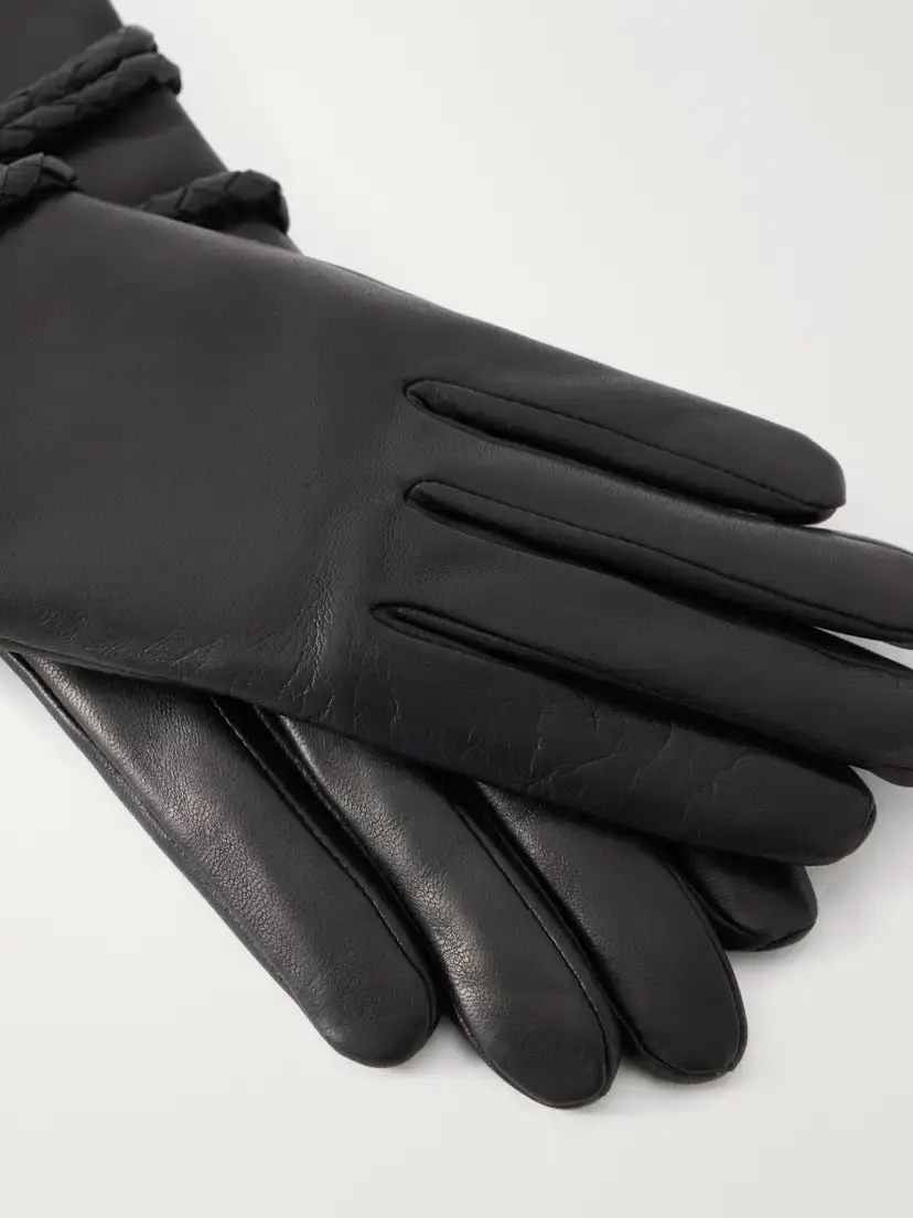 Agnelle Prune Braid-detailed Leather Gloves | Thumbnail 2