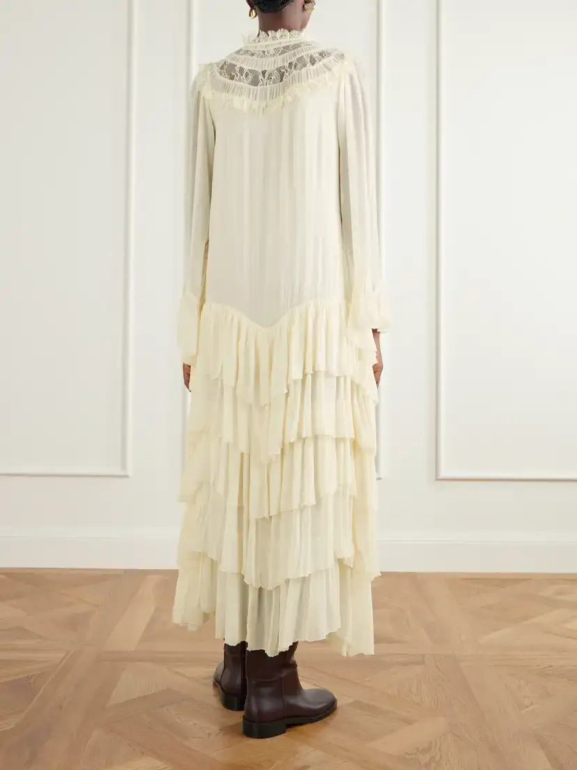 Sea Margaret Ruffled Tiered Lace-trimmed Chiffon Maxi Dress | Thumbnail 3 Sea Margaret Ruffled Tiered Lace-trimmed Chiffon Maxi Dress | Thumbnail 3
