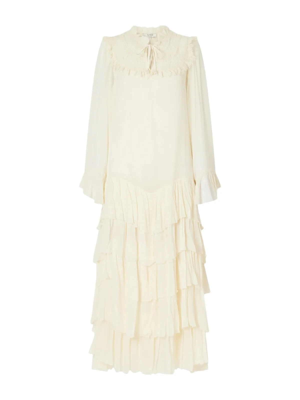 Margaret Ruffled Tiered Lace-trimmed Chiffon Maxi Dress Margaret Ruffled Tiered Lace-trimmed Chiffon Maxi Dress