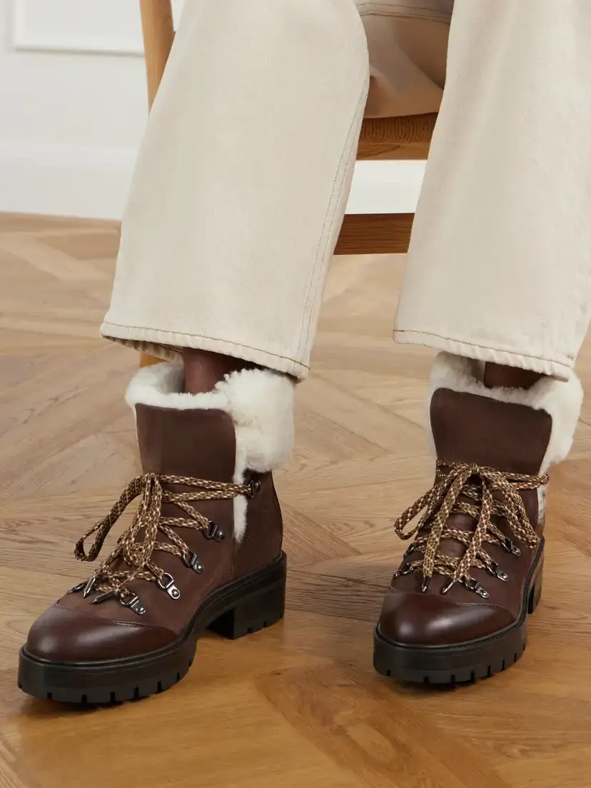 Aquazzura Val D'isere Shearling And Leather-trimmed Suede Ankle Boots | Thumbnail 2 Aquazzura Val D'isere Shearling And Leather-trimmed Suede Ankle Boots | Thumbnail 2