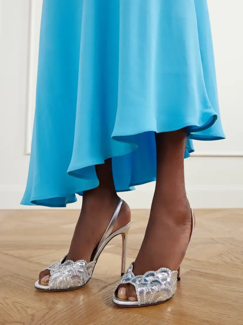 Aquazzura Ce Soir 105 Slingback Sequin-embellished Leather Sandals | Thumbnail 2