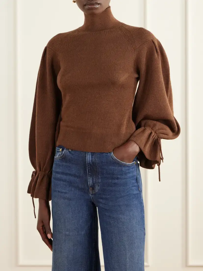 Ulla Johnson Camille Ruffled Ribbed-knit Merino Wool Turtleneck Sweater | Thumbnail 3 Ulla Johnson Camille Ruffled Ribbed-knit Merino Wool Turtleneck Sweater | Thumbnail 3