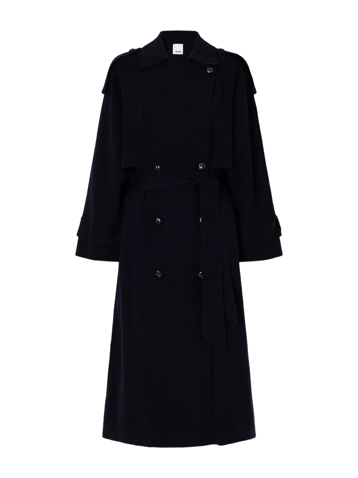 Allude Belted Double-breasted Wool And Cashmere-blend Trench Coat
