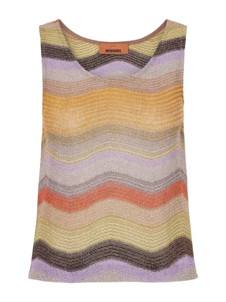 Missoni Striped Metallic Crochet-knit Tank Top