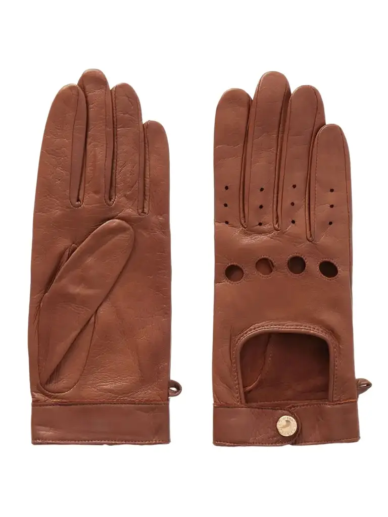 Agnelle Rose Perforated Leather Gloves