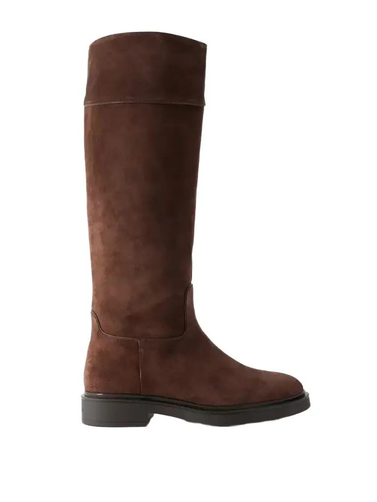 Aquazzura Ride 30 Paneled Suede Knee Boots